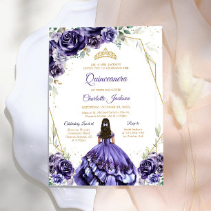 Lila Quinceanera-Geburtstagseinladung Einladung