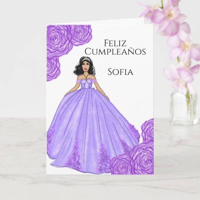Lila Quinceanera Geburtstagskarte Karte (Orchidee)