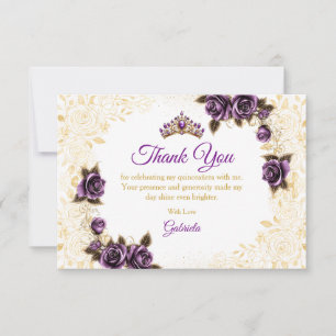 Lila Quinceañera Golden Tiara Rosen   Dankeskarte