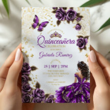 Lila Quinceañera Goldene Tiara Rosen Schmetterling