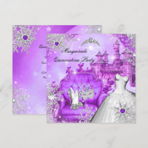 Lila Quinceanera-Maskenball Magische Prinzessin Einladung
