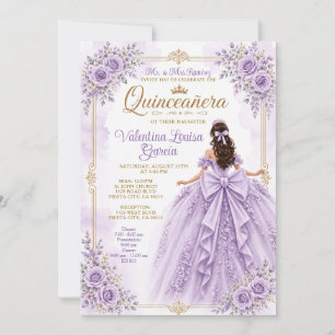 Lila Quinceañera-Prinzessinnen-Bow-Kleid Blumen Einladung