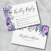 Lila Quinceanera-RSVP-Karte