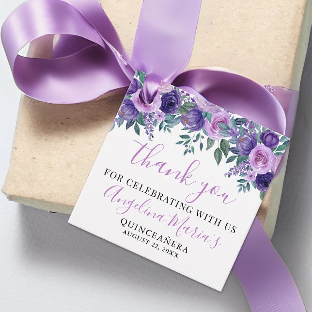 Lila Quinceanera Vielen Dank Geschenkanhänger (Purple Quinceanera Thank You Favor Tags)