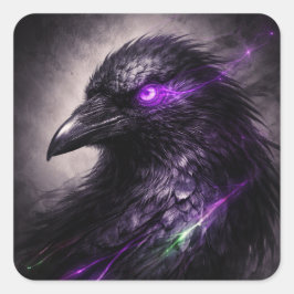 Lila-Raben-Aufkleber – dunkle Gothic-Ästhetik Quadratischer Aufkleber