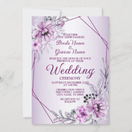 Lila Rahmen für die Hochzeitpink-Blütenviolette Einladung