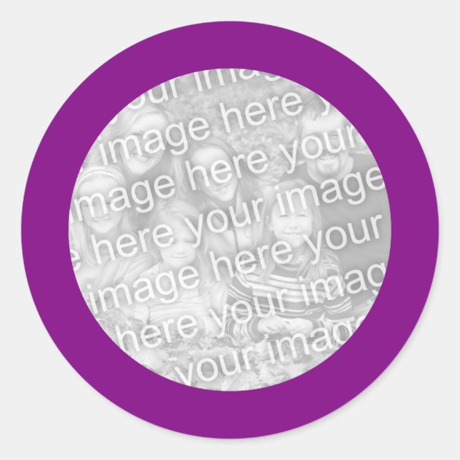 Lila Rahmen Runder Aufkleber (Vorderseite)