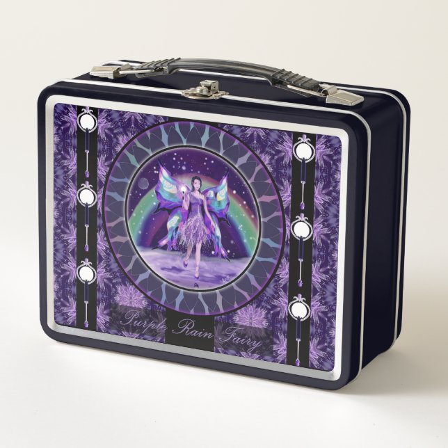 Lila Rain Fairy Metall Brotdose (Vorderseite)