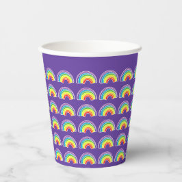 Lila Rainbow Birthday Party Thema Pappbecher