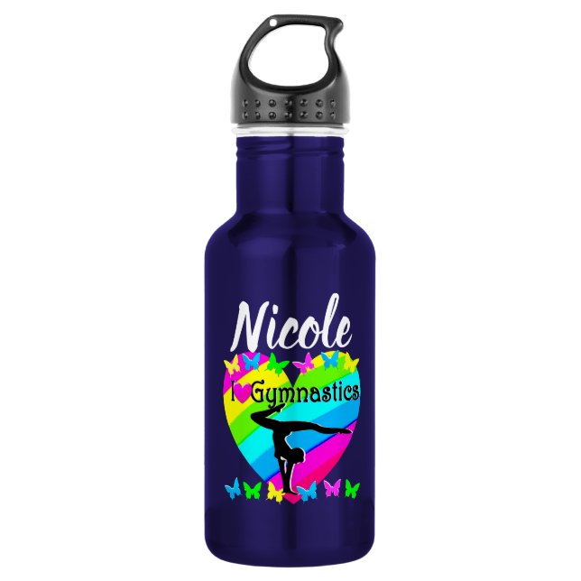 LILA RAINBOW I LIEBE GYMNASTICS-DESIGN EDELSTAHLFLASCHE (Vorderseite)