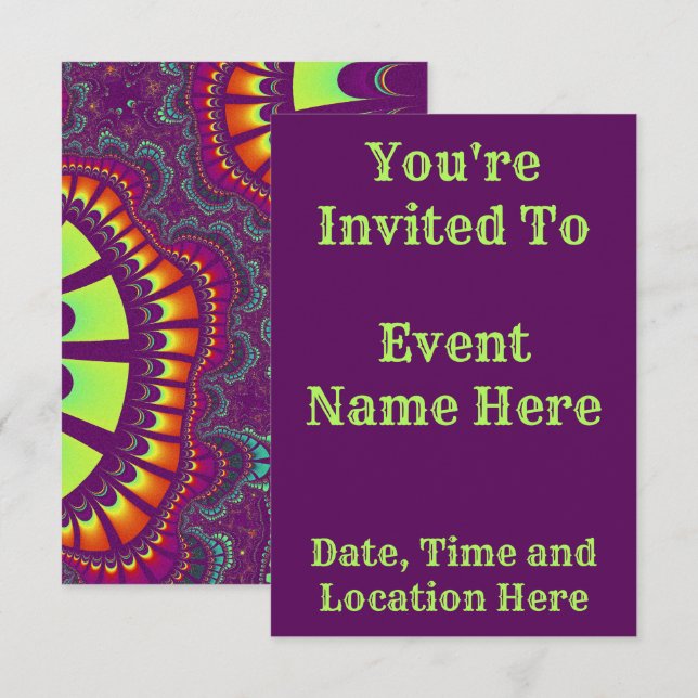 Lila Rainbow Remix Einladung (Vorne/Hinten)