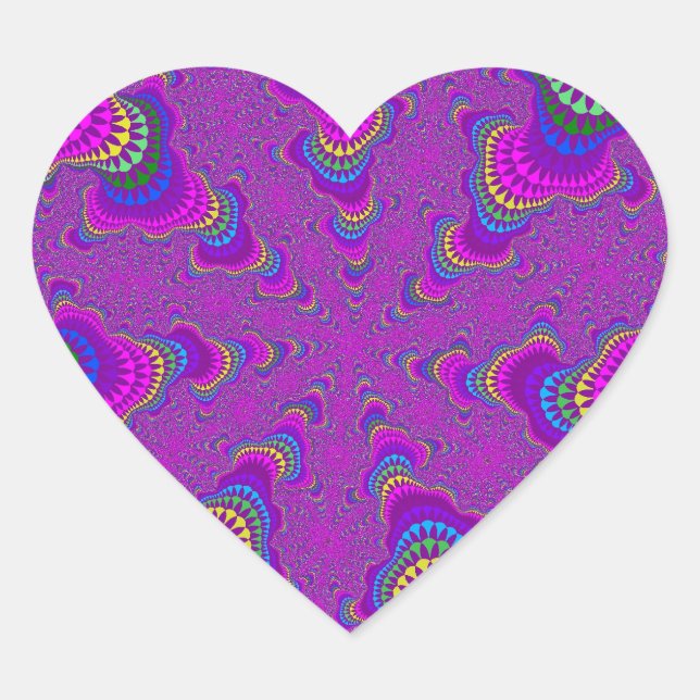 Lila Rainbow Sternexplosion Herzklammern Herz-Aufkleber (Vorderseite)