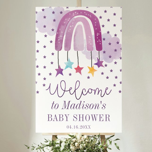 Lila Rainbow Welcome Baby Dusche Poster (Von Creator hochgeladen)