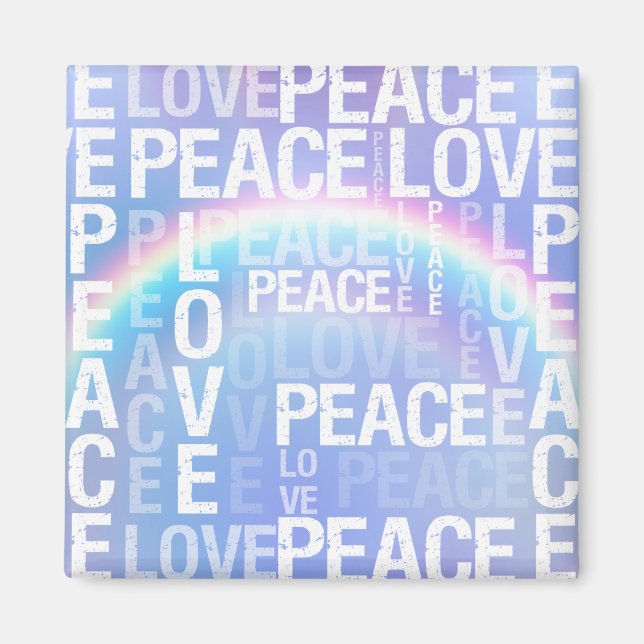 Lila Rainbow White Peace Liebe Magnet (Vorne)