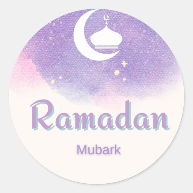 Lila Ramadan Mubark Runder Aufkleber (Vorderseite)