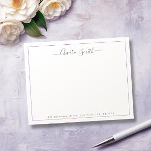 Lila Rand mit einfachem Skript personalisiert Mitteilungskarte