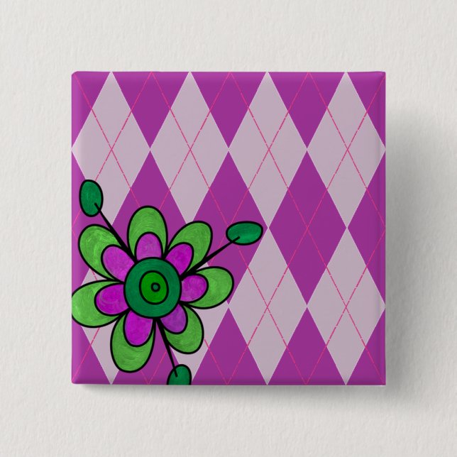 Lila Raute und Blume Button (Vorderseite)