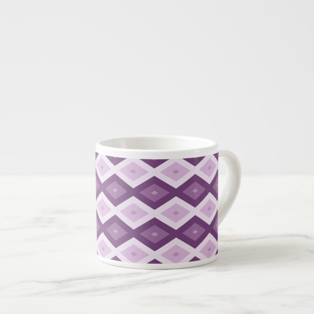 Lila Rautenmuster Espressotasse (Vorderseite Rechts)