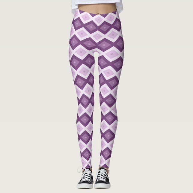 Lila Rautenmuster Leggings (Vorderseite)