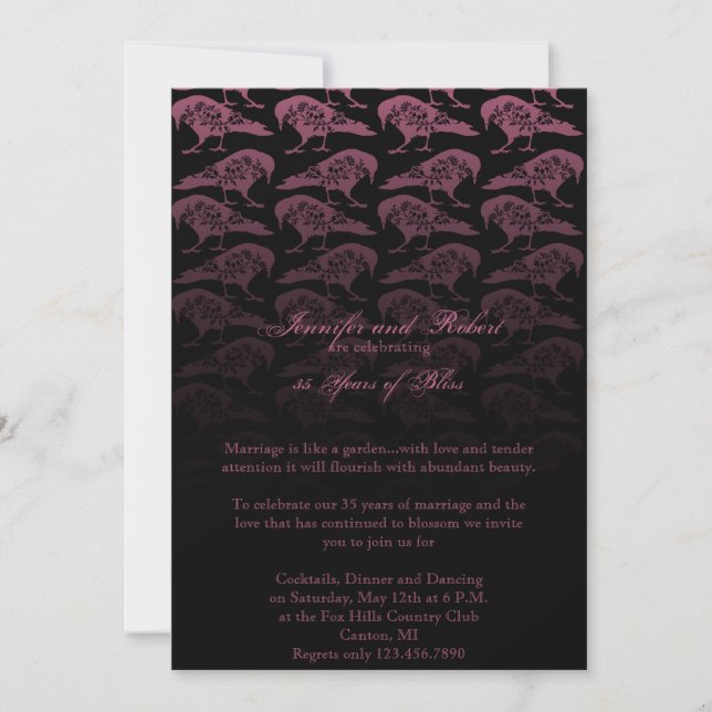Lila Raven Gothic Hochzeitstag Einladung (Vorderseite)