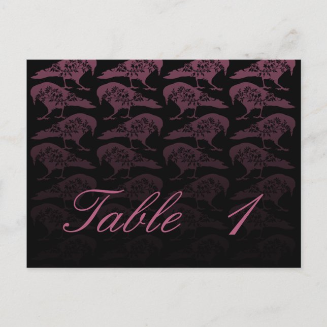 Lila Raven Gothic Wedding Tischnummer (Vorderseite)