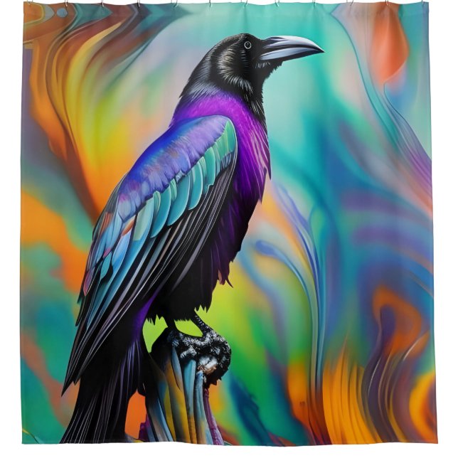 Lila Raven, Hintergrund für Nordlichter Duschvorhang (Vorderseite)