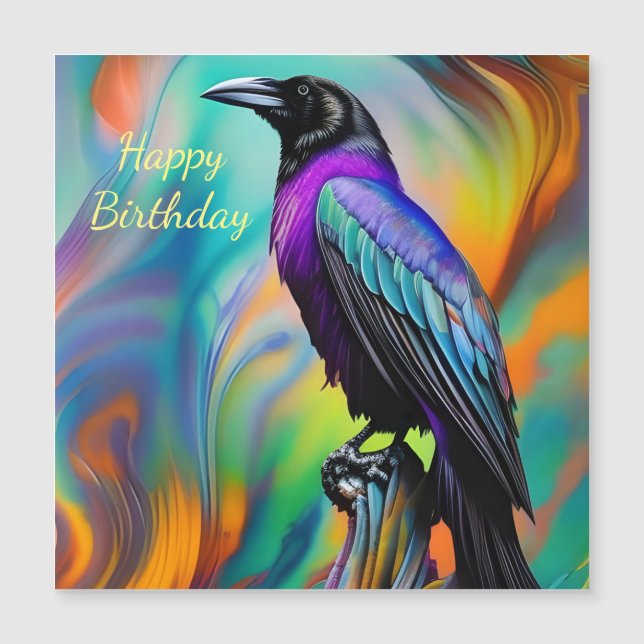 Lila Raven, Nordlichter Geburtstag Magneteinladung (Vorderseite)