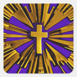 Lila Rays Cross Quadratischer Aufkleber