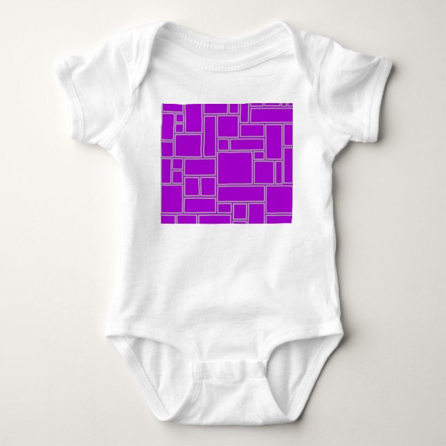 Lila Rechtecke Baby Strampler (Vorderseite)