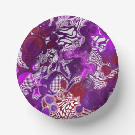 Lila Red Abstrakt Modern Marbella Fluid Art Pappteller