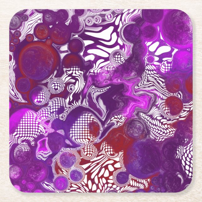 Lila Red Abstrakt Modern Marbella Fluid Art Rechteckiger Pappuntersetzer (Vorderseite)