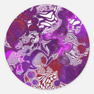 Lila Red Abstrakt Modern Marbella Fluid Art Runder Aufkleber