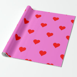 Lila Red Niedlich Simple Heart Pattern Geschenkpapier