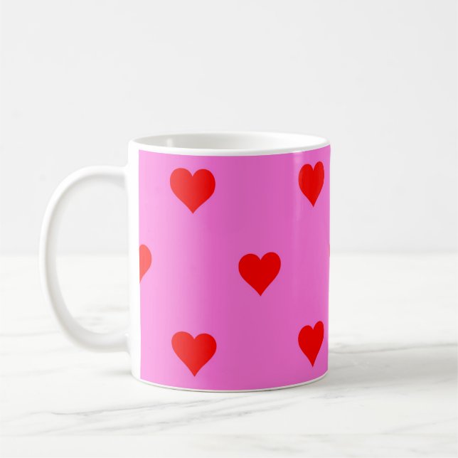 Lila Red Niedlich Simple Heart Pattern Kaffeetasse (Links)