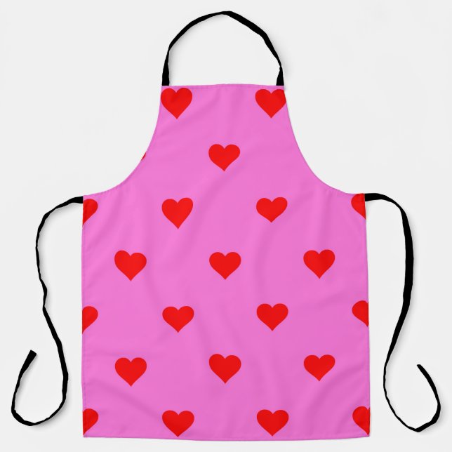 Lila Red Niedlich Simple Heart Pattern Schürze (Vorderseite)