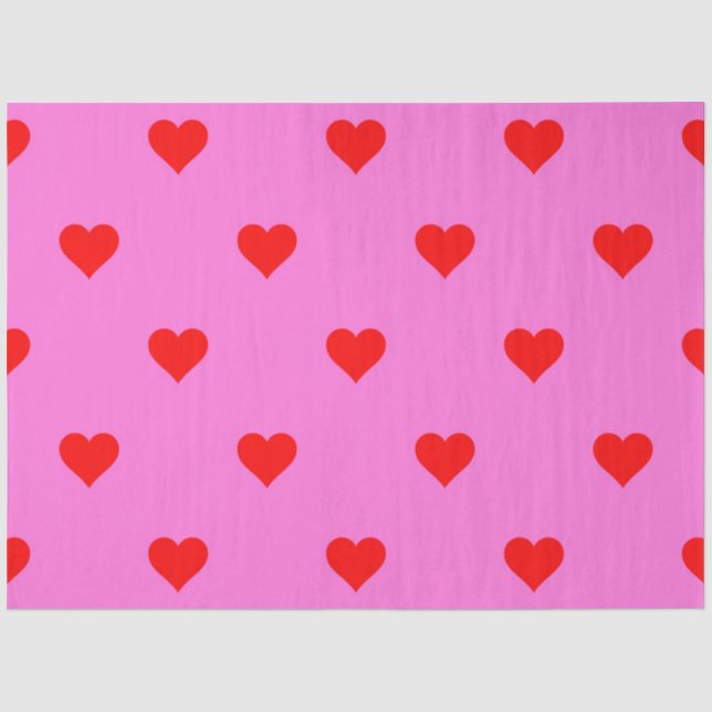 Lila Red Niedlich Simple Heart Pattern Seidenpapier (Vorderseite)