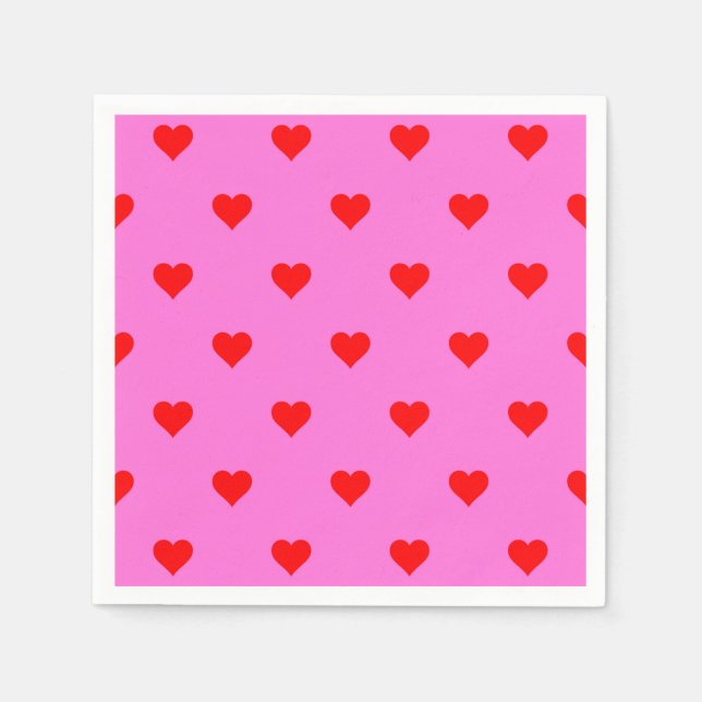 Lila Red Niedlich Simple Heart Pattern Serviette (Vorderseite)