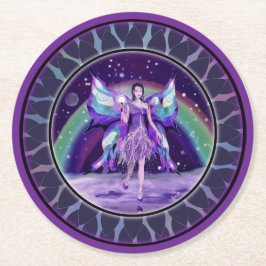 Lila Regen Fairy Runder Pappuntersetzer