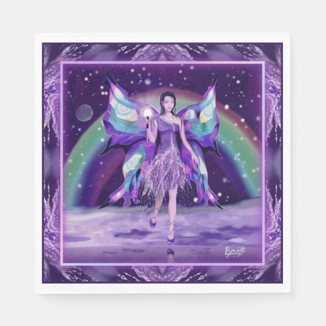Lila Regen Fairy Serviette (Vorderseite)