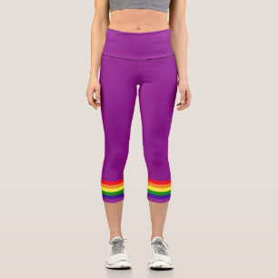 Lila Regenbogen-Streifenbesatz Schwulenstolz Capri Leggings