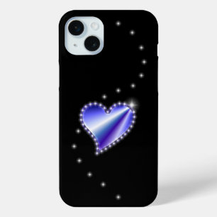 Lila Regenbogenherz mit Sternen auf schwarz Case-Mate iPhone Hülle