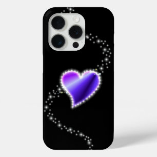 Lila Regenbogenherz mit Sternen auf schwarz Case-Mate iPhone Hülle
