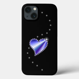 Lila Regenbogenherz mit Sternen auf schwarz Case-Mate iPhone Hülle