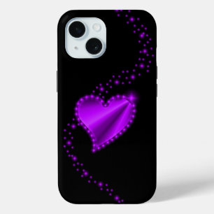Lila Regenbogenherz mit Sternen auf schwarz Case-Mate iPhone Hülle