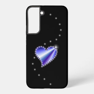 Lila Regenbogenherz mit Sternen auf schwarz Samsung Galaxy Hülle
