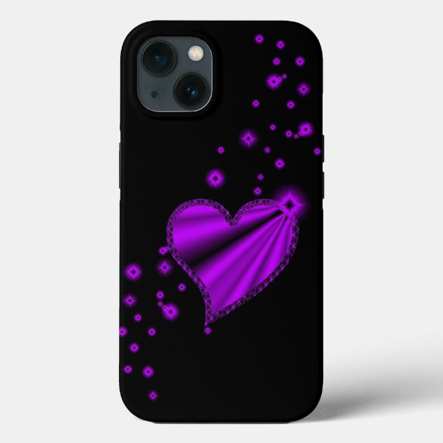 Lila Regenbogenherz mit Sternen Case-Mate iPhone Hülle (Rückseite)