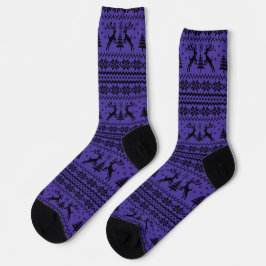 Lila Reindeer Sweater Weihnachten Socken