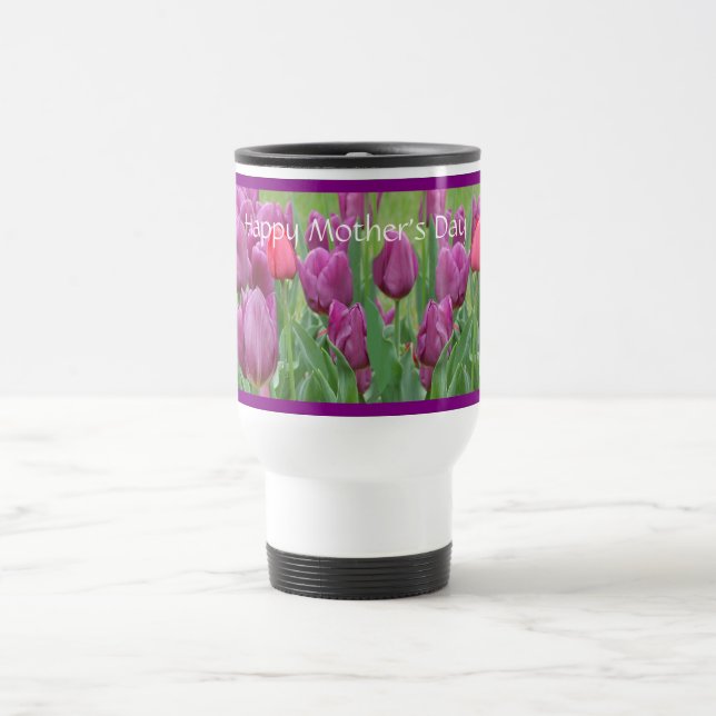 Lila Reise-Tasse der Tulpe-Blumen-Kunst-Mutter Reisebecher (Mittel)