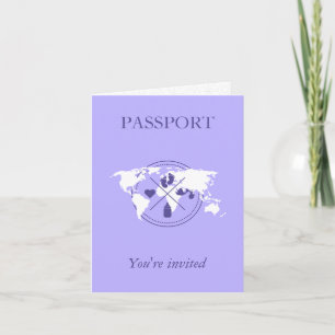 Lila Reisepass Travel Girl Baby Shower Weltkarte Einladung