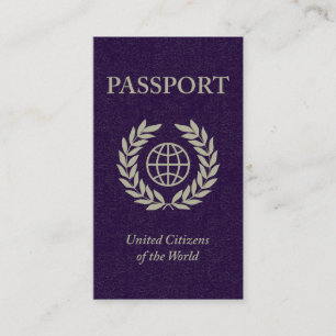 lila Reisepass Visitenkarte